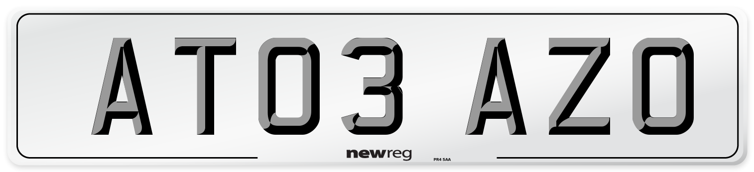 AT03 AZO Number Plate from New Reg